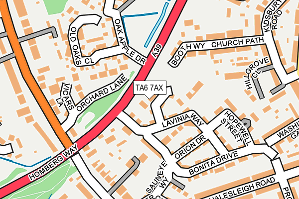 TA6 7AX map - OS OpenMap – Local (Ordnance Survey)