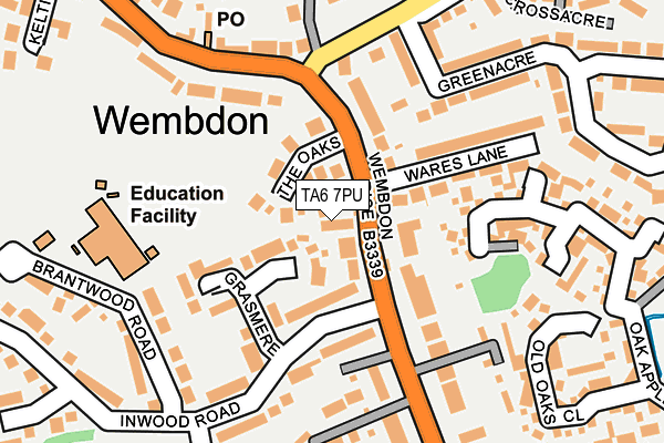 TA6 7PU map - OS OpenMap – Local (Ordnance Survey)