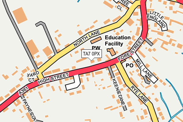 TA7 0PX map - OS OpenMap – Local (Ordnance Survey)