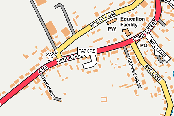 TA7 0PZ map - OS OpenMap – Local (Ordnance Survey)