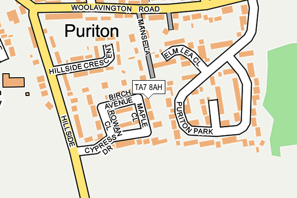 TA7 8AH map - OS OpenMap – Local (Ordnance Survey)