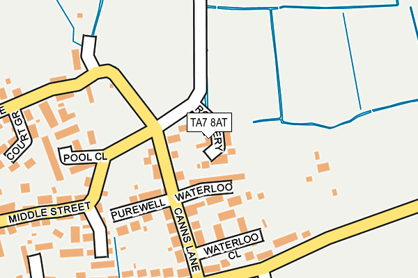 TA7 8AT map - OS OpenMap – Local (Ordnance Survey)