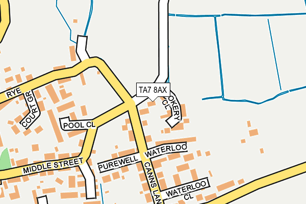 TA7 8AX map - OS OpenMap – Local (Ordnance Survey)