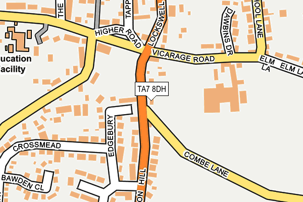 TA7 8DH map - OS OpenMap – Local (Ordnance Survey)