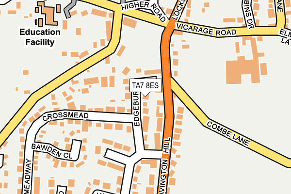 TA7 8ES map - OS OpenMap – Local (Ordnance Survey)
