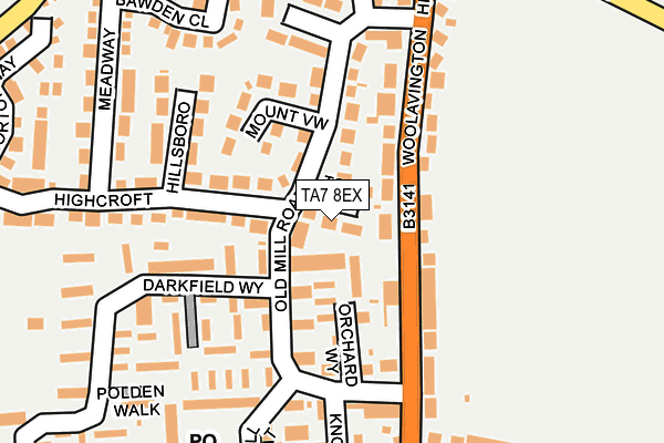 TA7 8EX map - OS OpenMap – Local (Ordnance Survey)