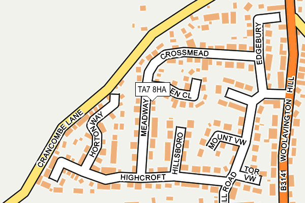 TA7 8HA map - OS OpenMap – Local (Ordnance Survey)