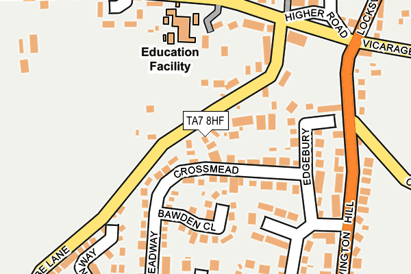 TA7 8HF map - OS OpenMap – Local (Ordnance Survey)