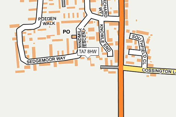 TA7 8HW map - OS OpenMap – Local (Ordnance Survey)