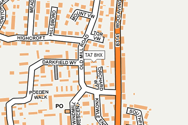 TA7 8HX map - OS OpenMap – Local (Ordnance Survey)