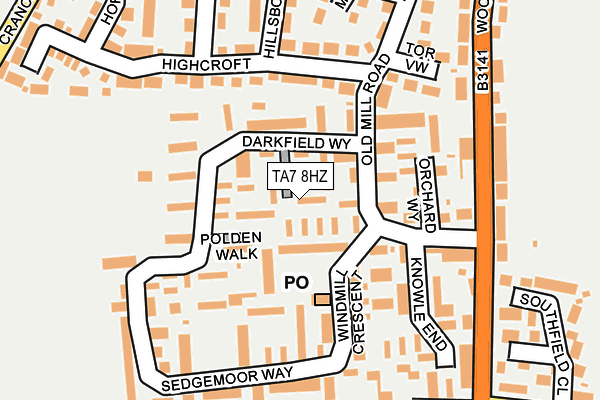 TA7 8HZ map - OS OpenMap – Local (Ordnance Survey)