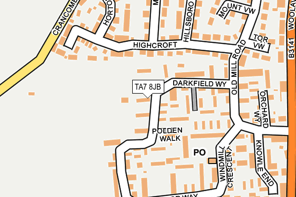 TA7 8JB map - OS OpenMap – Local (Ordnance Survey)