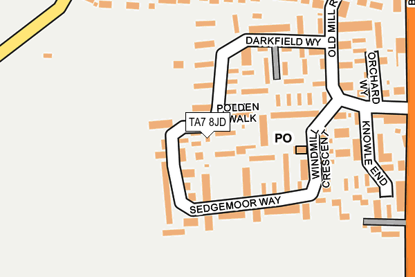 TA7 8JD map - OS OpenMap – Local (Ordnance Survey)