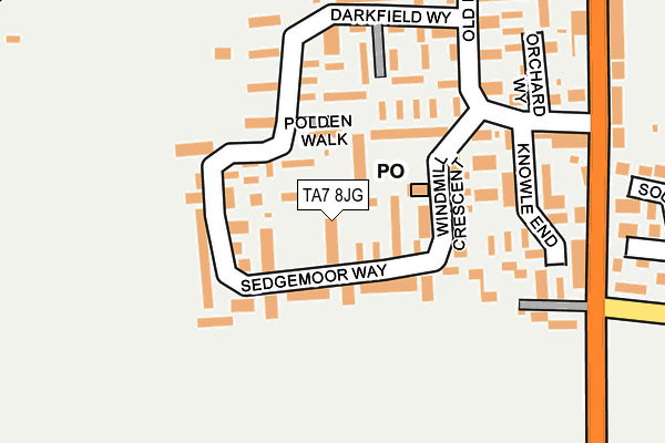 TA7 8JG map - OS OpenMap – Local (Ordnance Survey)