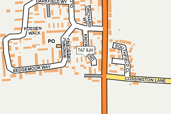 TA7 8JH map - OS OpenMap – Local (Ordnance Survey)