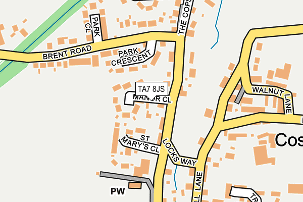 TA7 8JS map - OS OpenMap – Local (Ordnance Survey)
