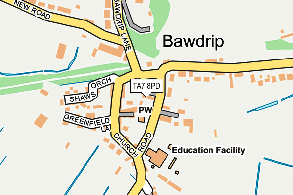TA7 8PD map - OS OpenMap – Local (Ordnance Survey)