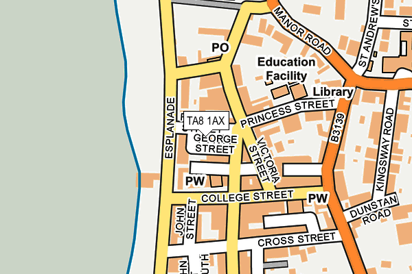 TA8 1AX map - OS OpenMap – Local (Ordnance Survey)