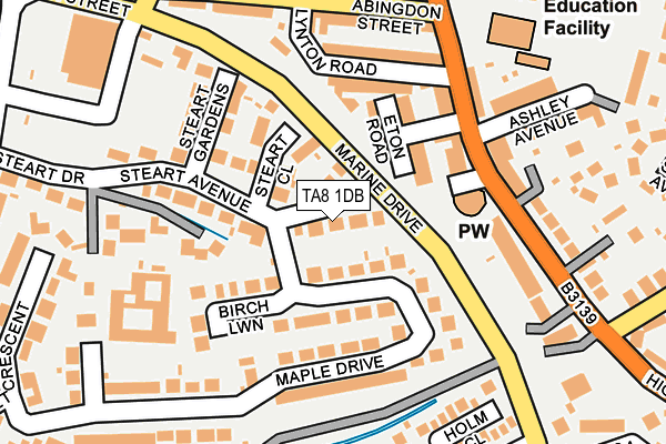 TA8 1DB map - OS OpenMap – Local (Ordnance Survey)