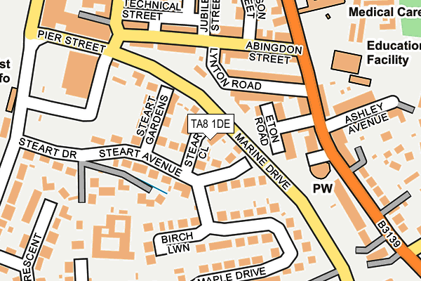 TA8 1DE map - OS OpenMap – Local (Ordnance Survey)
