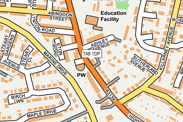 TA8 1DP map - OS OpenMap – Local (Ordnance Survey)