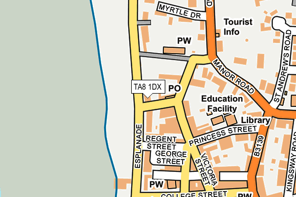 TA8 1DX map - OS OpenMap – Local (Ordnance Survey)