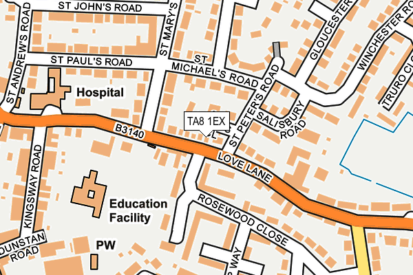 TA8 1EX map - OS OpenMap – Local (Ordnance Survey)