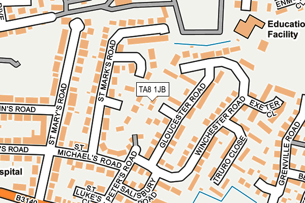 TA8 1JB map - OS OpenMap – Local (Ordnance Survey)