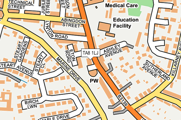 TA8 1LJ map - OS OpenMap – Local (Ordnance Survey)