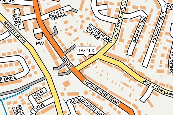 TA8 1LX map - OS OpenMap – Local (Ordnance Survey)