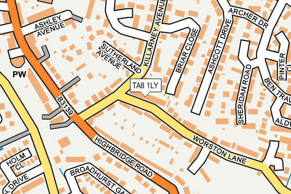 TA8 1LY map - OS OpenMap – Local (Ordnance Survey)