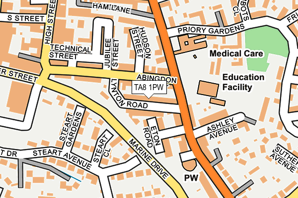 TA8 1PW map - OS OpenMap – Local (Ordnance Survey)