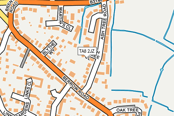 TA8 2JZ map - OS OpenMap – Local (Ordnance Survey)
