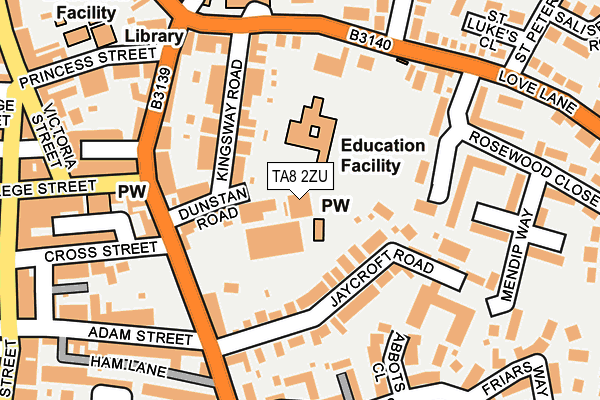 TA8 2ZU map - OS OpenMap – Local (Ordnance Survey)