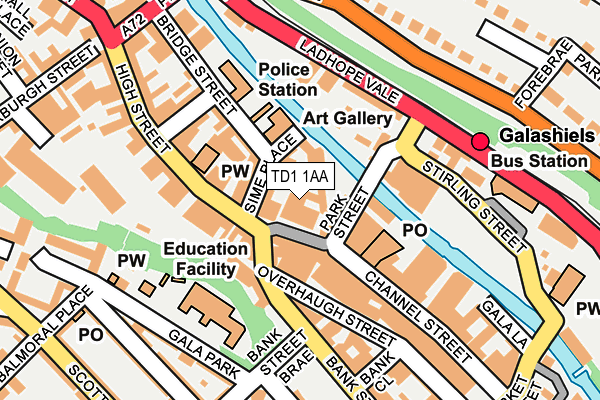 TD1 1AA map - OS OpenMap – Local (Ordnance Survey)