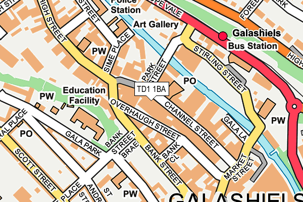 TD1 1BA map - OS OpenMap – Local (Ordnance Survey)