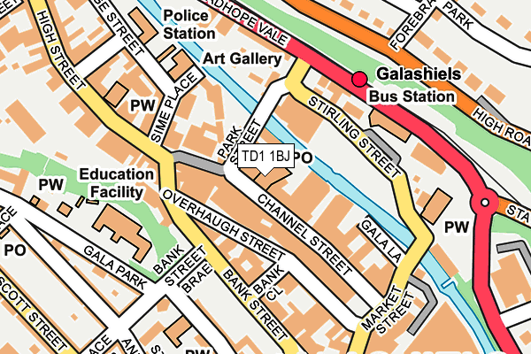TD1 1BJ map - OS OpenMap – Local (Ordnance Survey)