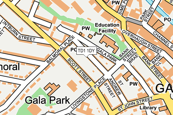TD1 1DY map - OS OpenMap – Local (Ordnance Survey)