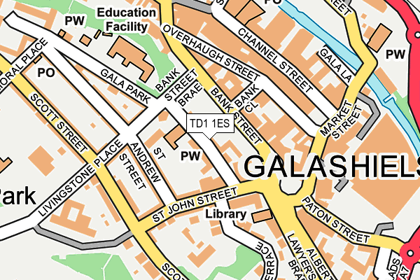 TD1 1ES map - OS OpenMap – Local (Ordnance Survey)