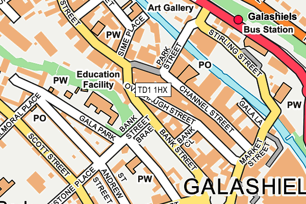 TD1 1HX map - OS OpenMap – Local (Ordnance Survey)