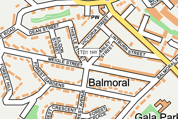 TD1 1HY map - OS OpenMap – Local (Ordnance Survey)