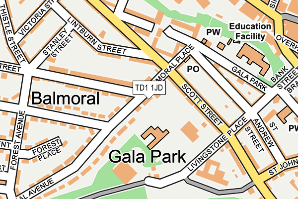 TD1 1JD map - OS OpenMap – Local (Ordnance Survey)