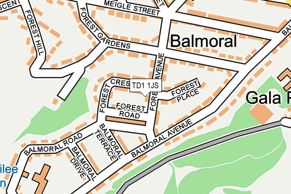 TD1 1JS map - OS OpenMap – Local (Ordnance Survey)