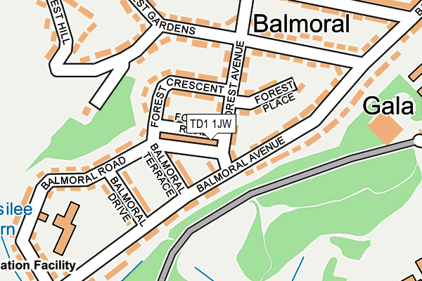TD1 1JW map - OS OpenMap – Local (Ordnance Survey)
