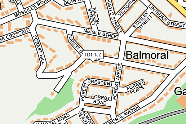 TD1 1JZ map - OS OpenMap – Local (Ordnance Survey)