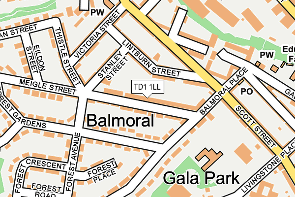 TD1 1LL map - OS OpenMap – Local (Ordnance Survey)