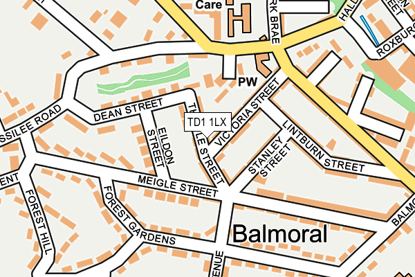 TD1 1LX map - OS OpenMap – Local (Ordnance Survey)