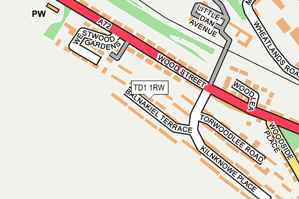TD1 1RW map - OS OpenMap – Local (Ordnance Survey)