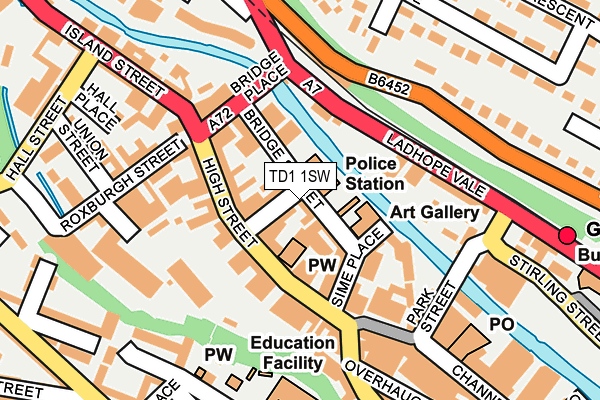 TD1 1SW map - OS OpenMap – Local (Ordnance Survey)
