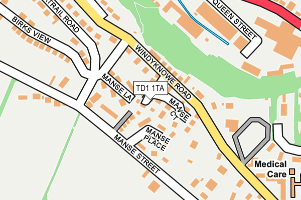 TD1 1TA map - OS OpenMap – Local (Ordnance Survey)